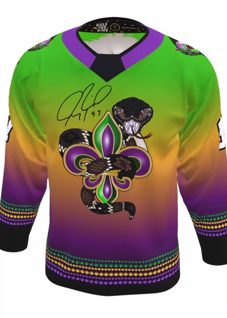Special Edition Signed Authentic Game Jeremy Roenick Mardi Gras